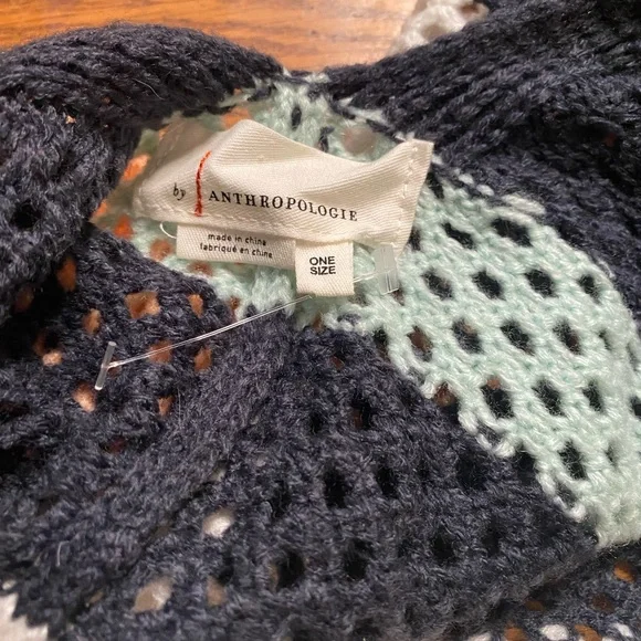 Anthropologie Open Knit Chevron Stripe Cocoon Wrap Vest One Size - Picture 8 of 8